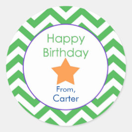 Green Chevron Personalized Birthday Gift Sticker