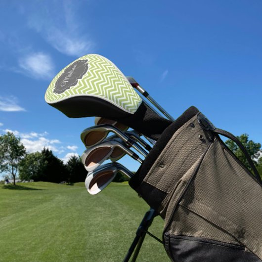 Green Chevron Personalized Golf Head Hoesje Golfheadcover