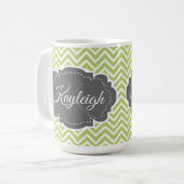Green Chevron Personnalisé Café Mug (Devant gauche)