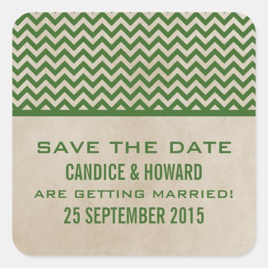 Green Chic Chevron Enregistrer les stickers Date (Devant)