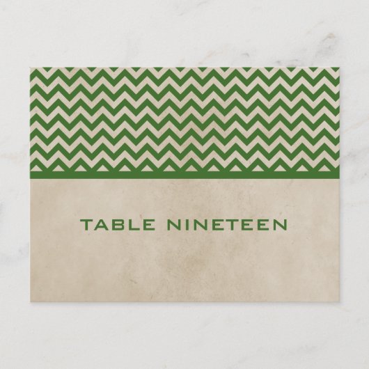 Green Chic Chevron Numéro de table Carte postale (Devant)