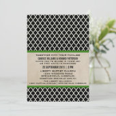 Green Chic Quatrefoil Mariage Invitation (Debout devant)