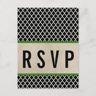 Green Chic Quatrefoil RSVP Briefkaart