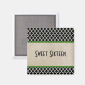 Green Chic Quatrefoil Sweet 16 Magnet (Recto/Verso)