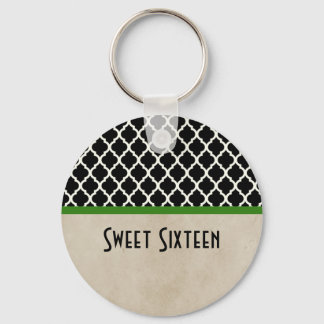 Green Chic Quatrefoil Sweet 16 Sleutelhanger