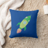 Green Childish Space Rocket Star Kussen (Deken)