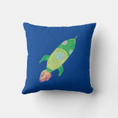 Green Childish Space Rocket Star Kussen (Achterkant)