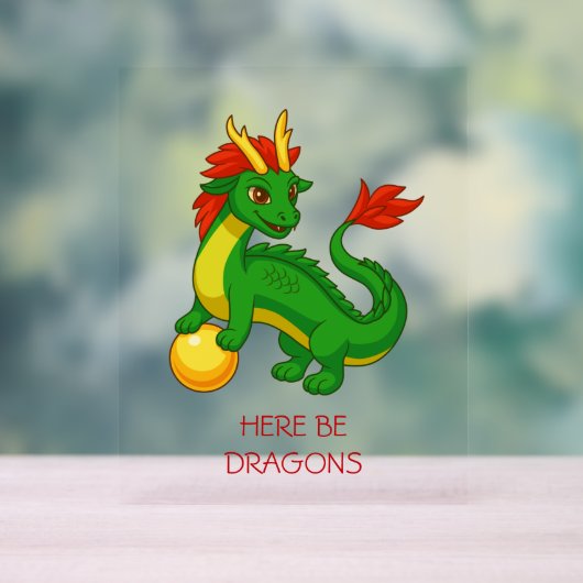 Green Chinese Dragon Acryl Bord (Neutraal)