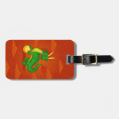 Green Chinese Dragon on Red Bagagelabel (Voorkant horizontaal)