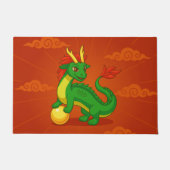 Green Chinese Dragon on Red Deurmat (Voorkant)