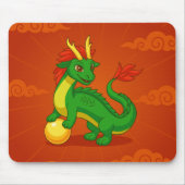 Green Chinese Dragon on Red Muismat (Voorkant)