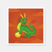 Green Chinese Dragon on Red Servet (Voorkant)