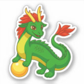Green Chinese Dragon Sticker (Voorkant)
