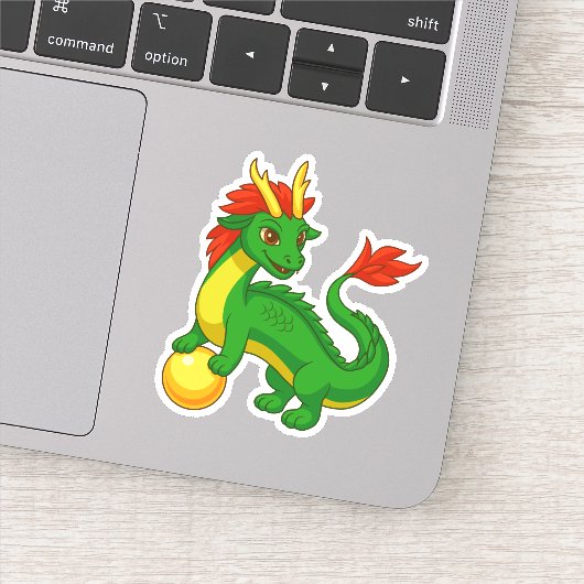 Green Chinese Dragon Sticker (Detail)