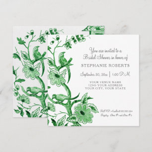 Green Chinoiserie Floral Waterverf Vrijgezellenfee Kaart