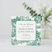 Green Chinoiserie Style Wedding Save the Date (Staand voorkant)
