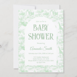 Green Chinoiserie Toile de Jouy baby shower Kaart