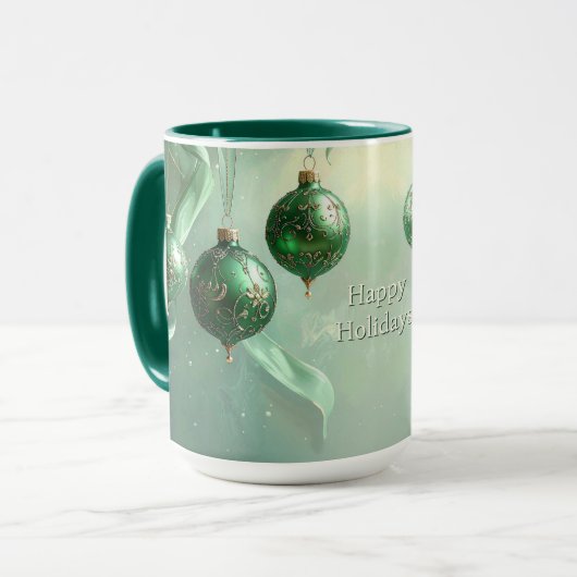 Green Christmas Ball Holiday Mug (Devant gauche)