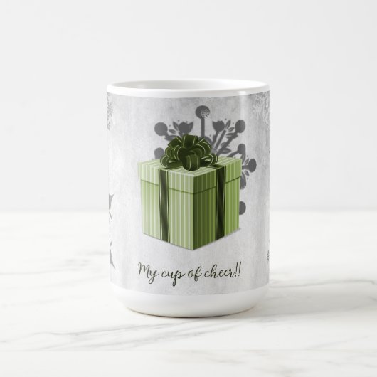 Green Christmas Cadeau de vacances Mug (Centre)