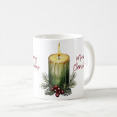 Green Christmas Candle Pine Berry Coffee Mug  Koffiemok (Voorkant rechts)
