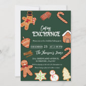 Green Christmas Cookies Exchange Party Invitation (Devant)