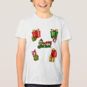 Green Christmas Creature with Gift Boxes Tri-Blend Shirt (Voorkant)