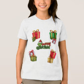 Green Christmas Creature with Gift Boxes Tri-Blend Shirt (Voorkant)