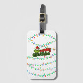 Green Christmas Creature with Holiday Lights Bagagelabel (Voorkant (verticaal))
