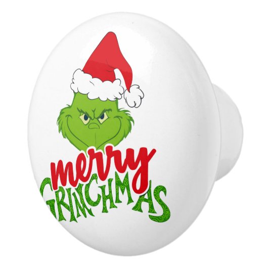 Green Christmas Creature with Winter Elements  Keramische Knop (Rechts)