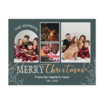 Green Christmas Family Photo carte postale de coll