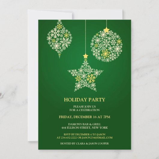 Green Christmas Fête Invitation (Devant)