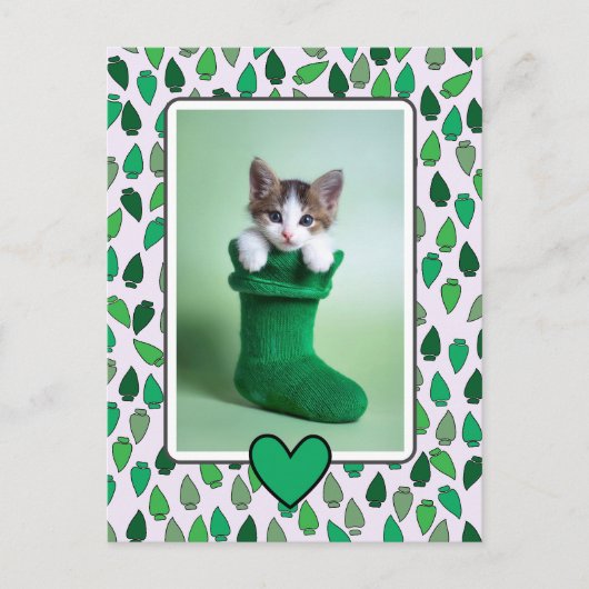 Green Christmas Lights Holiday Briefkaart (Voorkant)