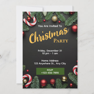 Green Christmas Party Invitation Carte modifiable