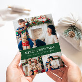 Green Christmas Photo Collage Carte de vacances