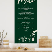 Green Christmas rétro moderne menu cocktail Poster (Cuisine)