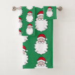 Green Christmas Santa Claus Serviettes de bain Set<br><div class="desc">Le design est d'art original.</div>