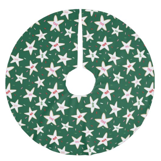 Green Christmas Star Cookie Tree Skirt Kerstboom Rok (Voorkant)