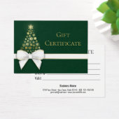 Green Christmas Tree Gold Snowflakes Bow carte cad (Bureau)