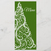 Green Christmas Tree Winter Wedding Menu (Devant)