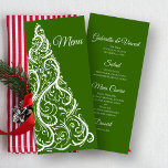 Green Christmas Tree Winter Wedding Menu<br><div class="desc">Le menu festif Green Christmas Tree Winter Wedding Menu peut être customisé avec les détails du repas que vous pourrez servir à votre déjeuner de douche nuptiale de décembre, dîner de réception mariage ou brunch post mariage. Personnalisez-le avec les noms de la mariée et du marié, l'emplacement du lieu et...</div>