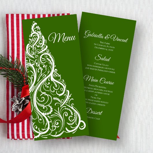 Green Christmas Tree Winter Wedding Menu