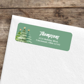 Green Christmas Trees Custom Return Address  Etiket