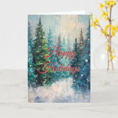 Green Christmas Trees Winter Forest Kaart (Gele Bloem)