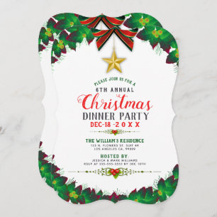 Green Christmas Wreath Diner fête Invitation