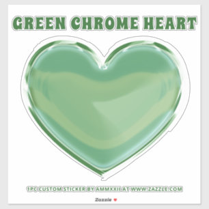 Green Chrome Heart Sticker