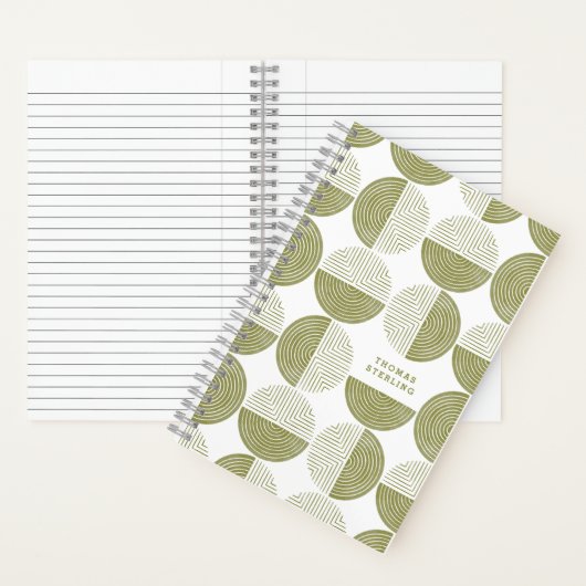Green Circle Geometric Pattern Spiral Notitieboek (Binnen)