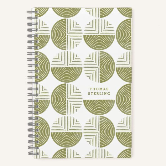Green Circle Geometric Pattern Spiral Notitieboek (Voorkant)