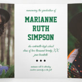 Green Circles 5-foto-Afstuderen Drieluik Uitnodiging (Binnenkant midden)