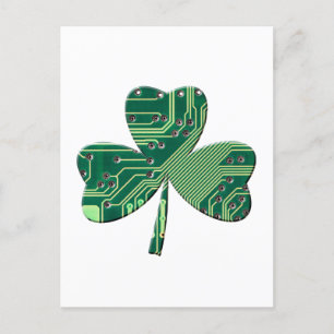 Green Circuit Board St Patrick Day Shamrock Briefkaart