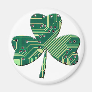 Green Circuit Board St Patrick Day Shamrock Magneet